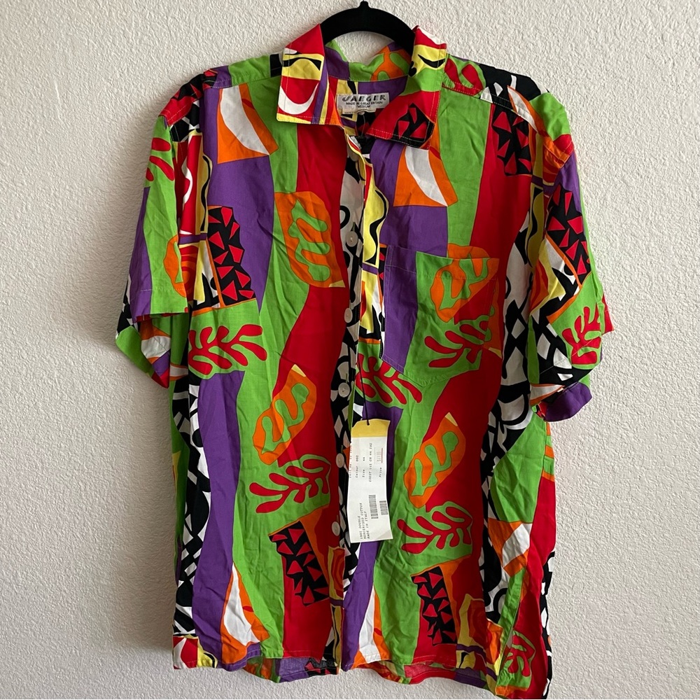 NWT Vintage Jaeger Men’s Button Down Eclectic Print Daywear Collection